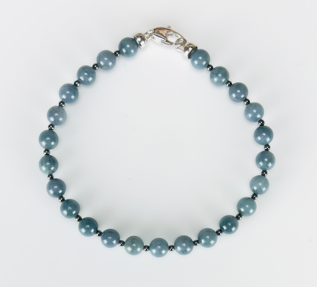 Rare Jade and Sterling Silver Bracelet