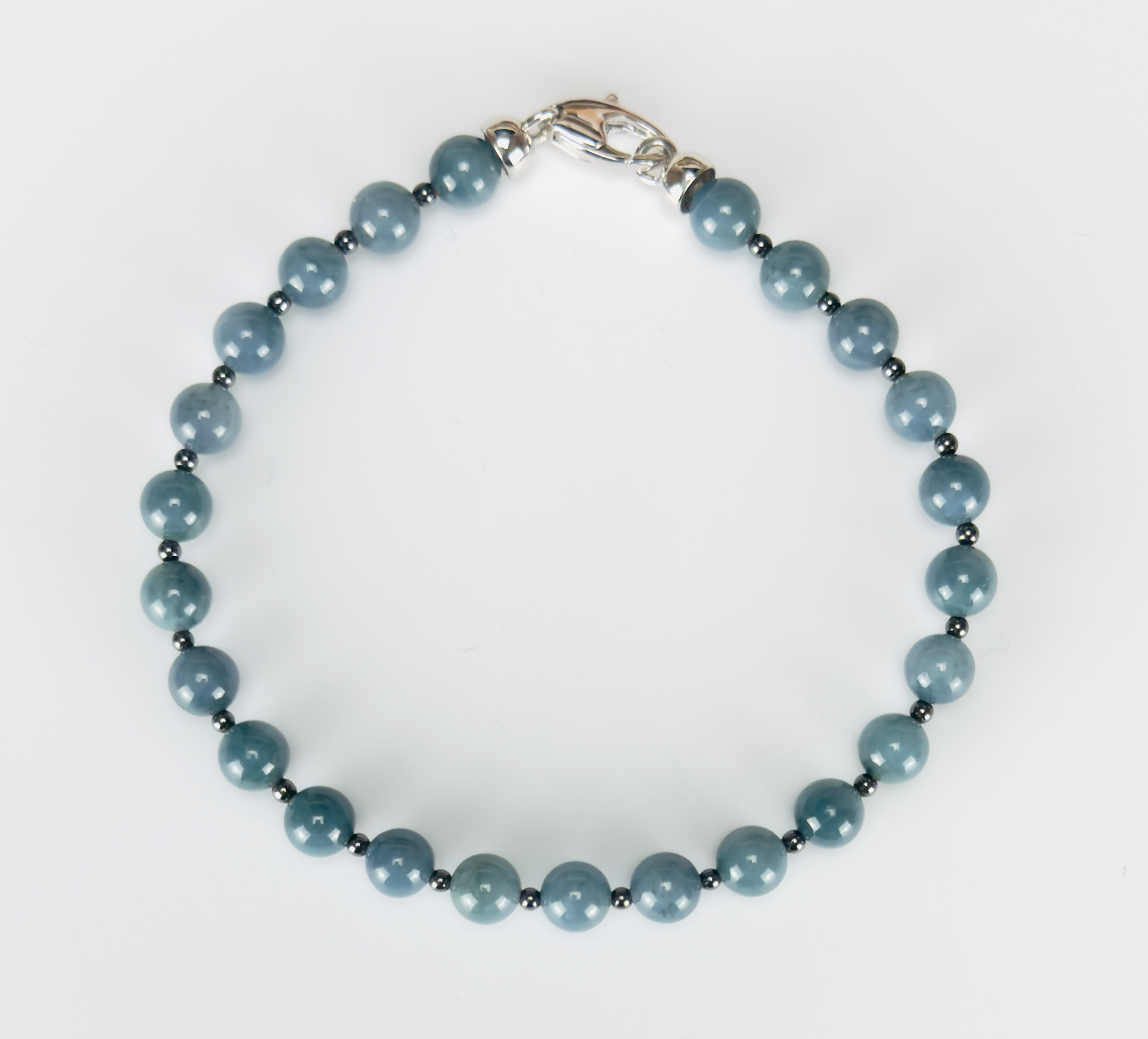 Rare Jade and Sterling Silver Bracelet