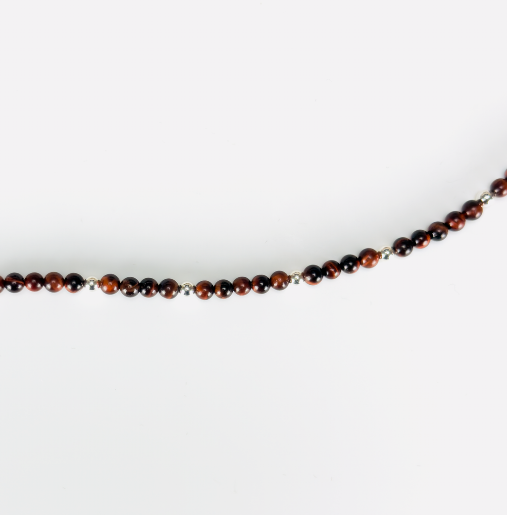 Red Tiger's Eye and Sterling Silver Bracelet