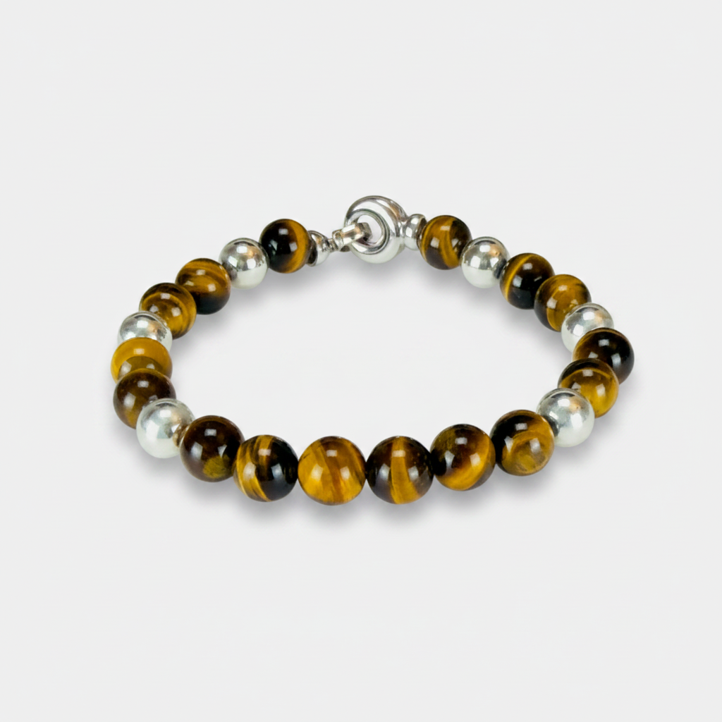 Tigers Eye and Sterling Silver Bracelet