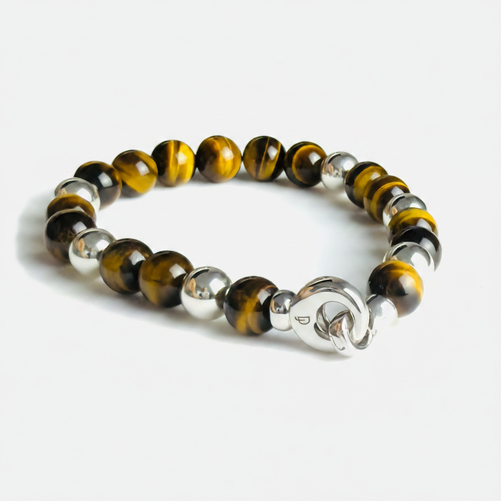 Tigers Eye and Sterling Silver Bracelet