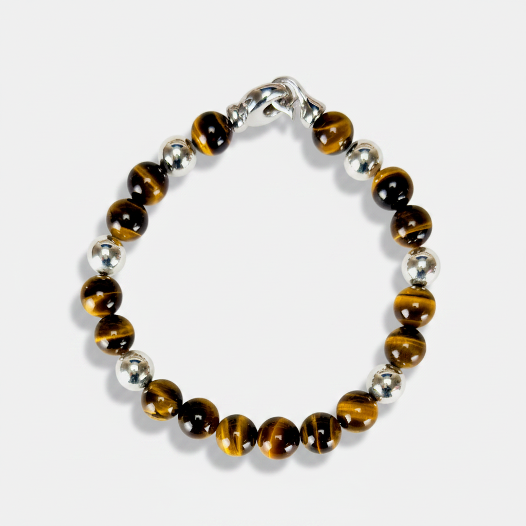 Tigers Eye and Sterling Silver Bracelet